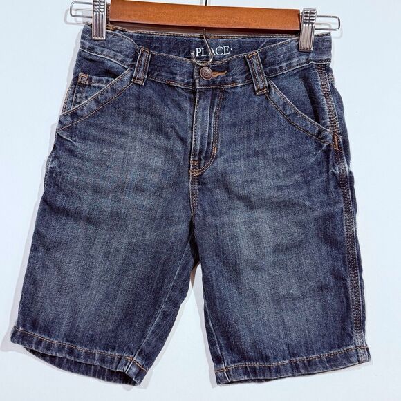 Childrens Place Boys Adjustable Waist Blue Denim Jean Shorts Size 6 Inseam 8in - Picture 1 of 15